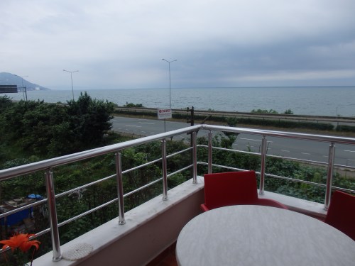 View from my host's flat in Cayeli over the busy coastal road