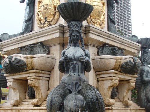 A strange water fountain in Batumi, with the water squirting from women's boobs